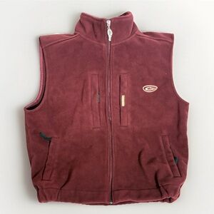 Drake Men's Maroon heavy fleece Windproof Layering Vest, Size S